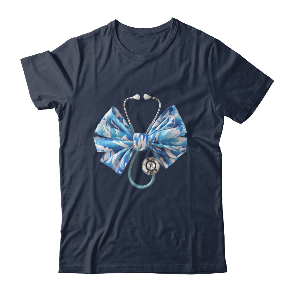 Blue Nurse Coquette Bow Stethoscope Nursing Medical Doctor Shirt & Tank Top | siriusteestore