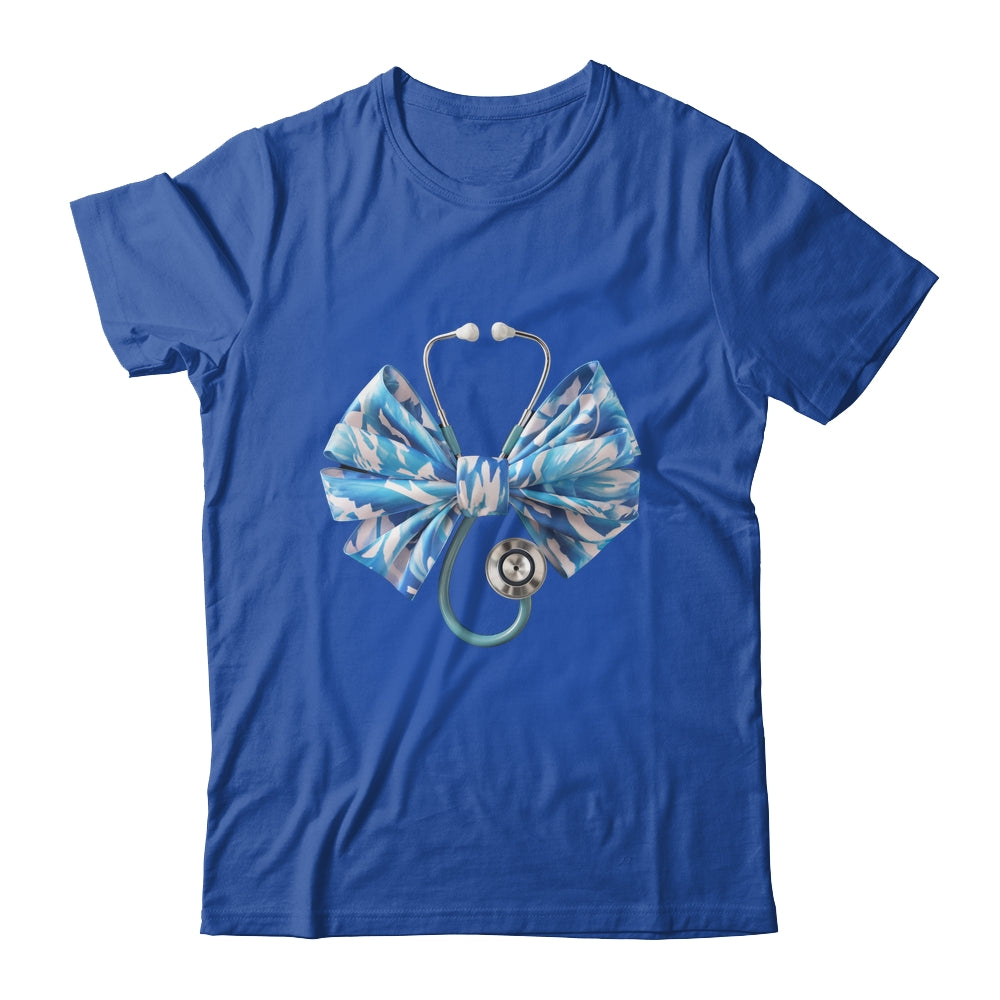 Blue Nurse Coquette Bow Stethoscope Nursing Medical Doctor Shirt & Tank Top | siriusteestore