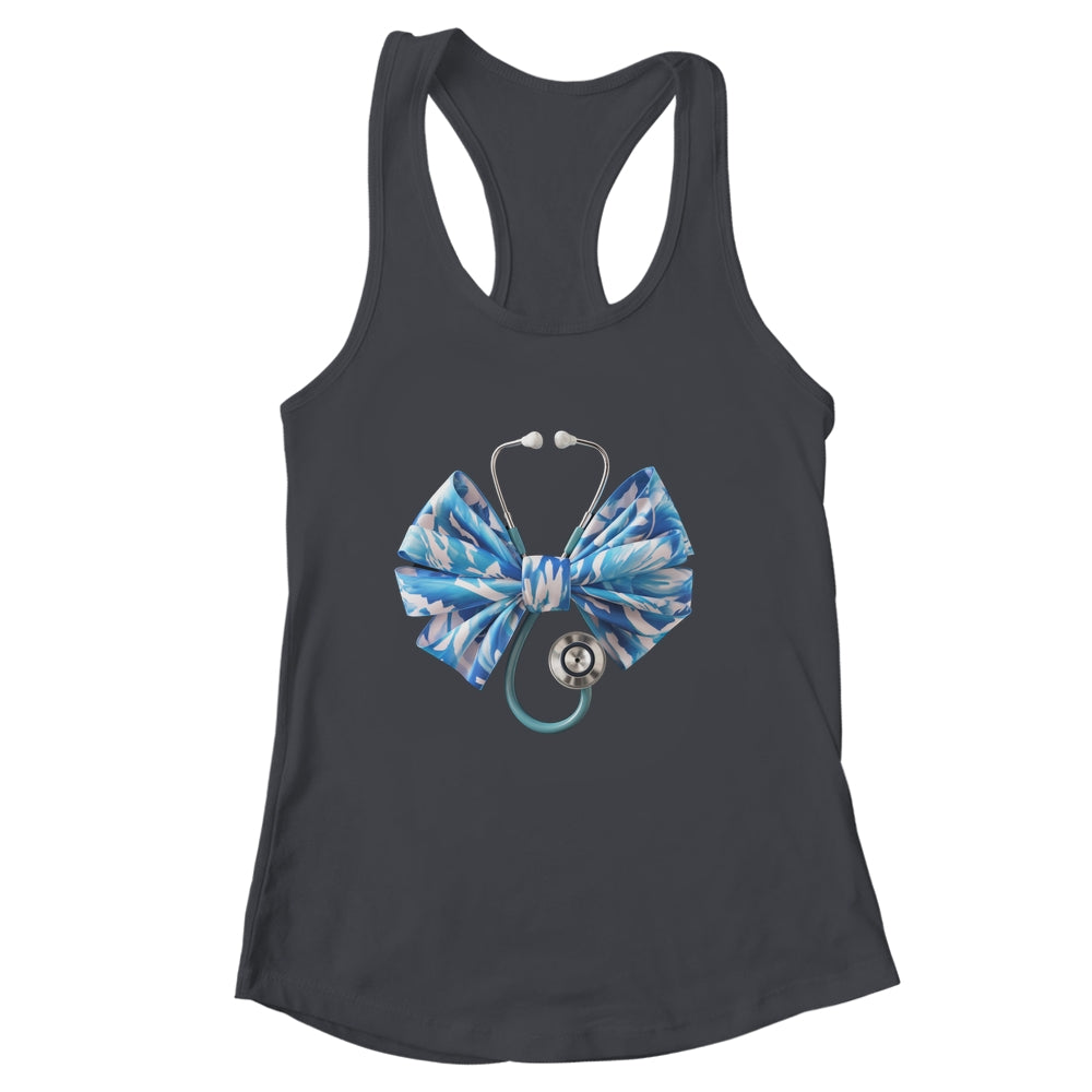 Blue Nurse Coquette Bow Stethoscope Nursing Medical Doctor Shirt & Tank Top | siriusteestore