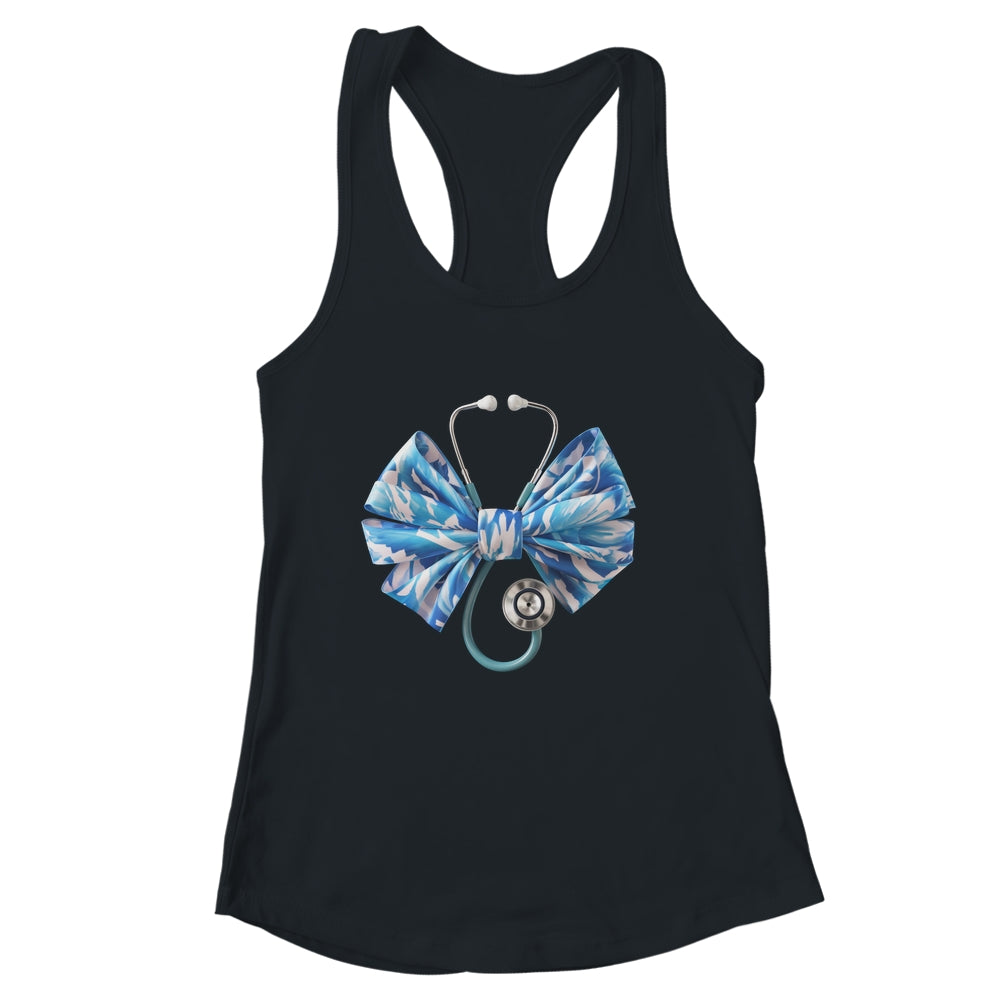 Blue Nurse Coquette Bow Stethoscope Nursing Medical Doctor Shirt & Tank Top | siriusteestore