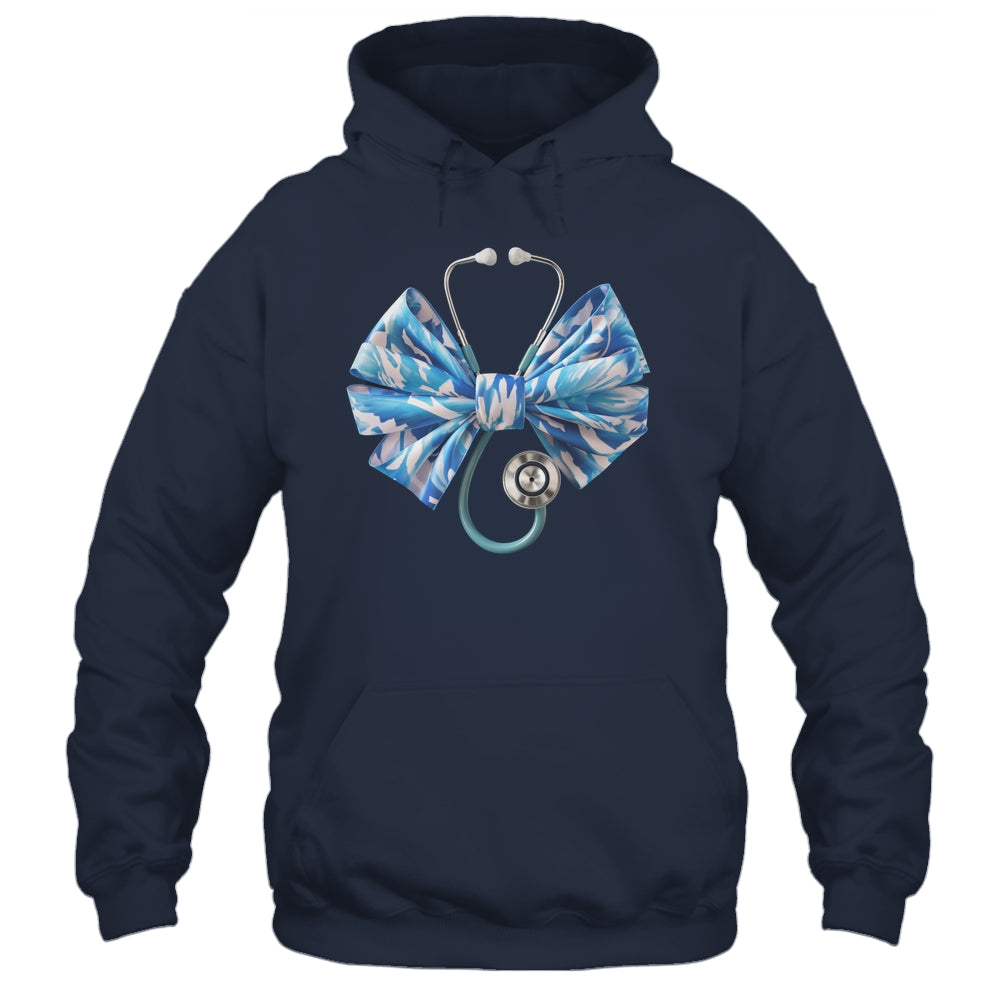 Blue Nurse Coquette Bow Stethoscope Nursing Medical Doctor Shirt & Tank Top | siriusteestore