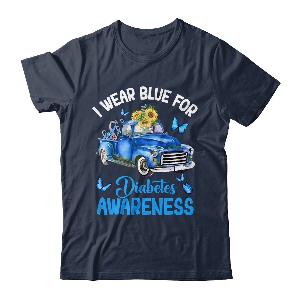 Blue Truck Sunflower I Wear Blue For Diabetes Awareness Shirt & Hoodie | siriusteestore