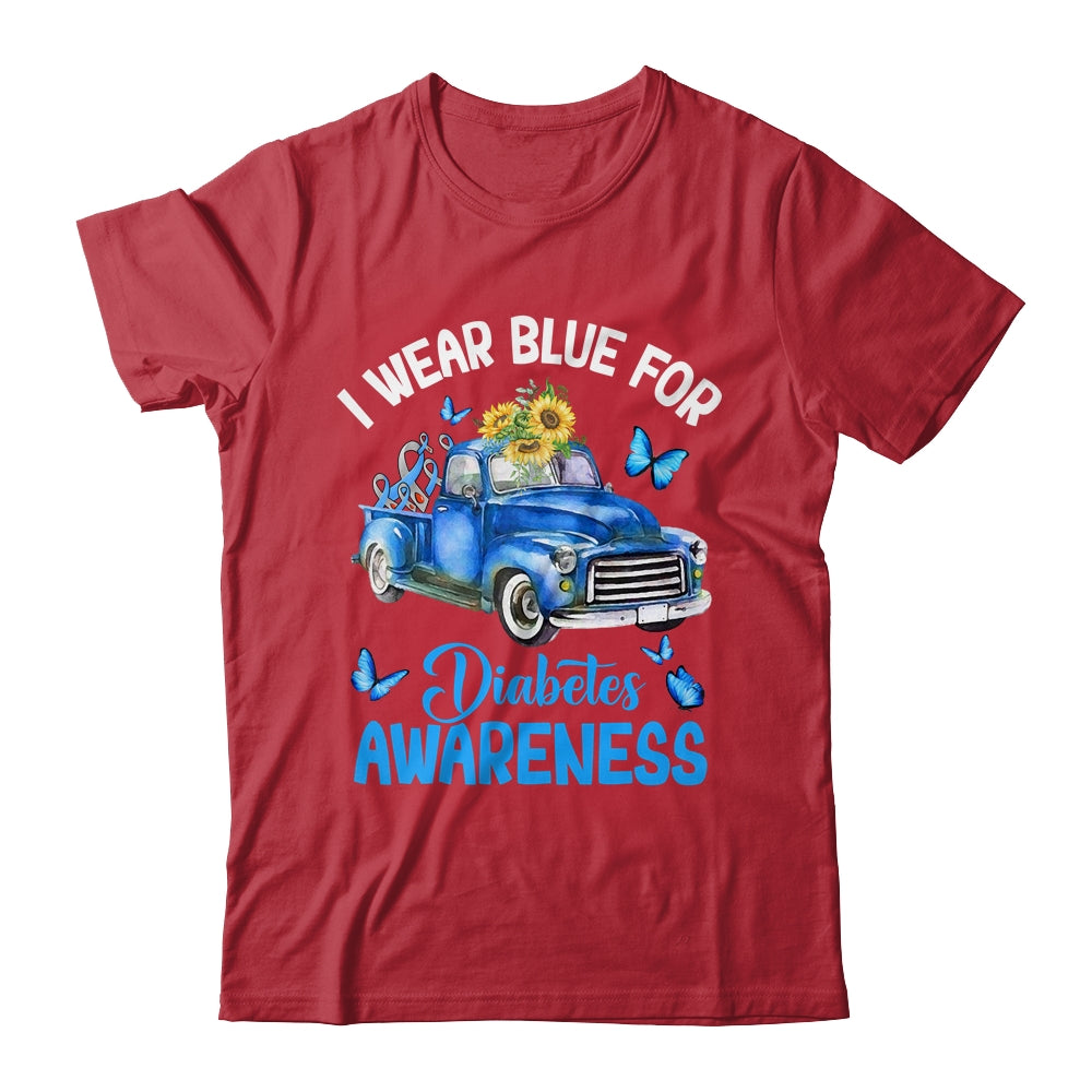 Blue Truck Sunflower I Wear Blue For Diabetes Awareness Shirt & Hoodie | siriusteestore