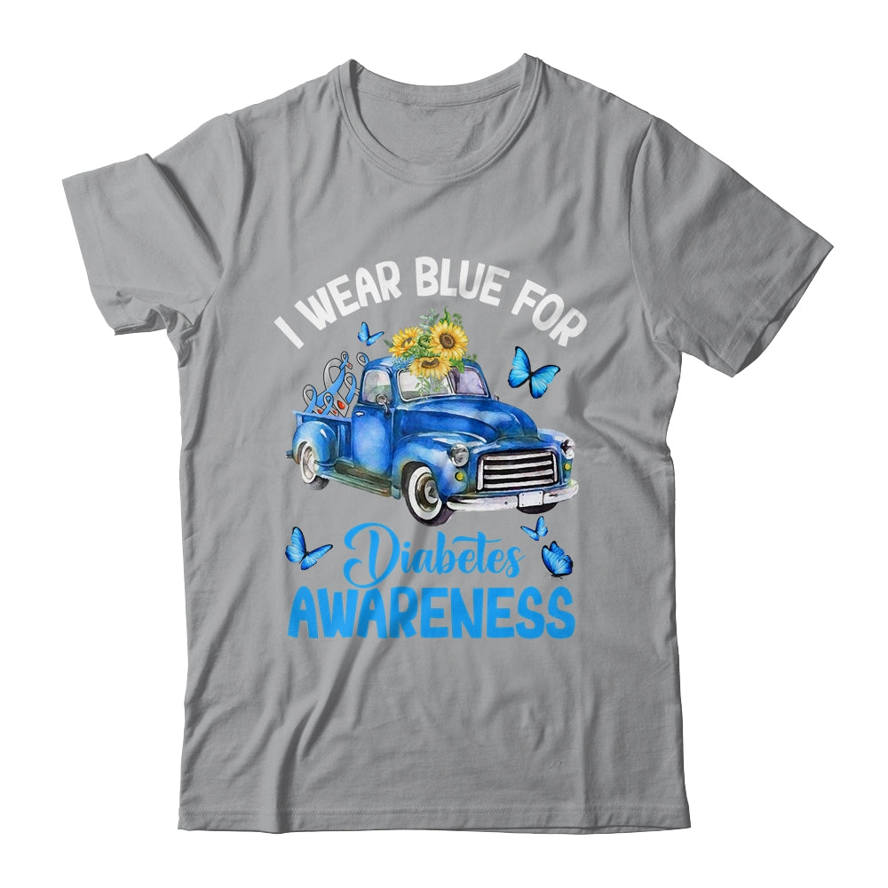 Blue Truck Sunflower I Wear Blue For Diabetes Awareness Shirt & Hoodie | siriusteestore