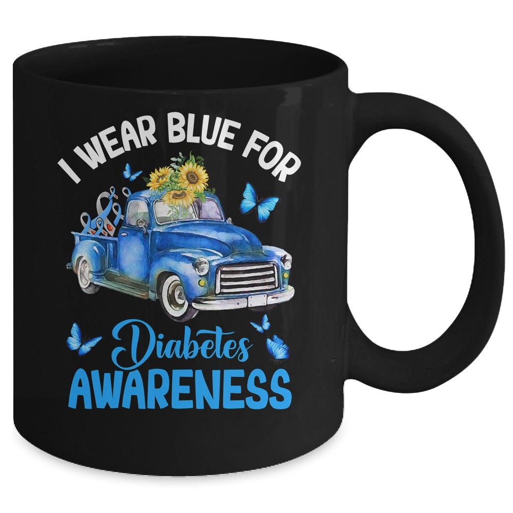 Blue Truck Sunflower I Wear Blue For Diabetes Awareness Mug | siriusteestore