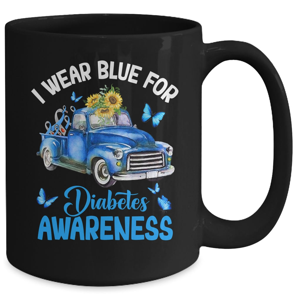 Blue Truck Sunflower I Wear Blue For Diabetes Awareness Mug | siriusteestore