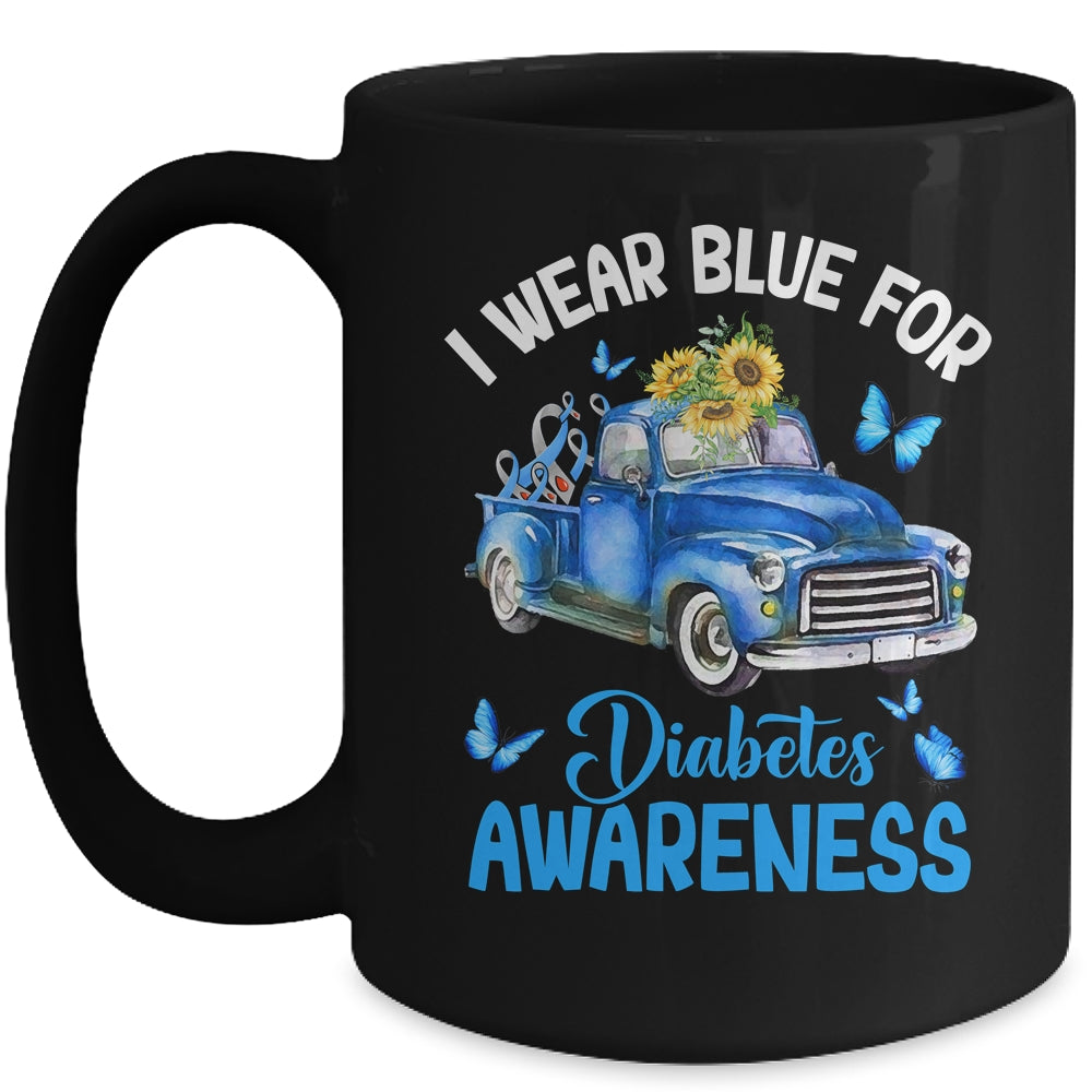 Blue Truck Sunflower I Wear Blue For Diabetes Awareness Mug | siriusteestore