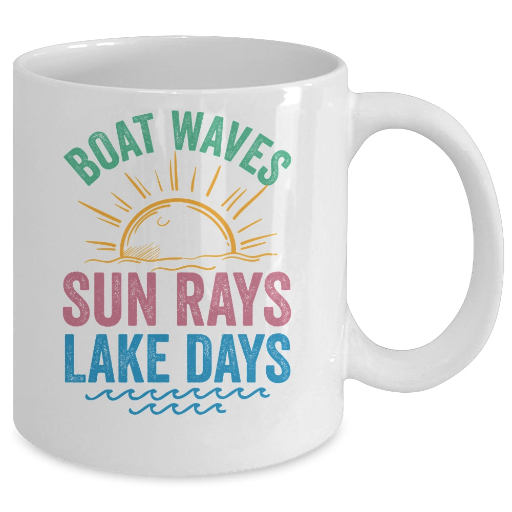 Boat Waves Sun Rays Lake Days Cute Retro 70s Summer Vacation Mug | siriusteestore