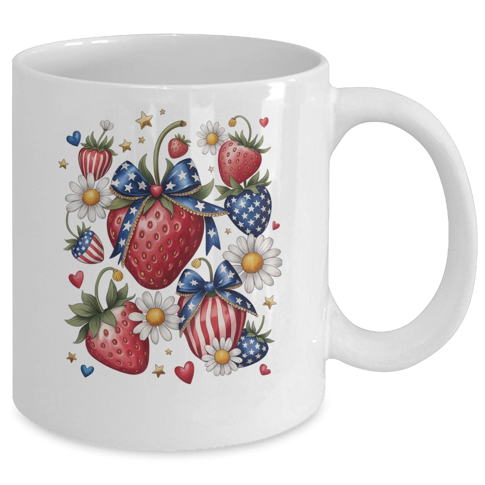 Boho 4th Of July Strawberry Patriotic Independence Day Mug | siriusteestore