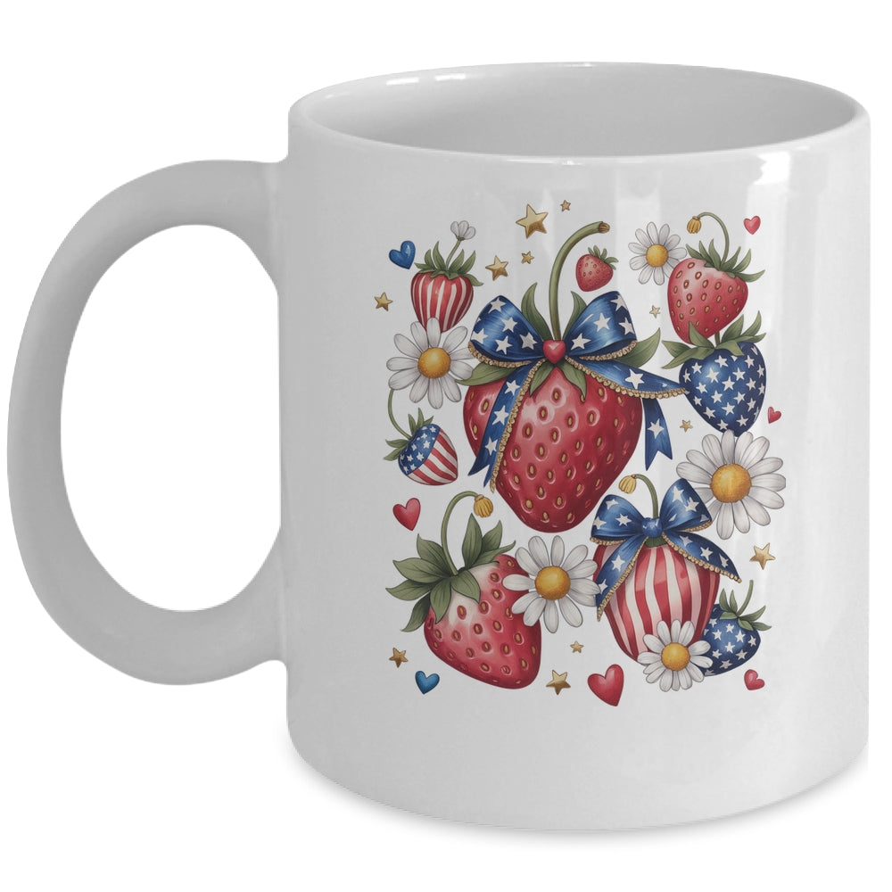 Boho 4th Of July Strawberry Patriotic Independence Day Mug | siriusteestore
