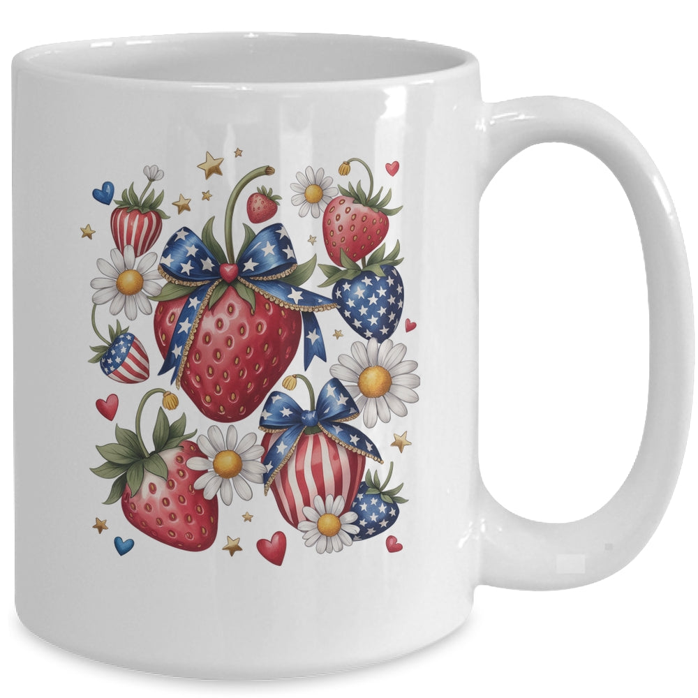 Boho 4th Of July Strawberry Patriotic Independence Day Mug | siriusteestore