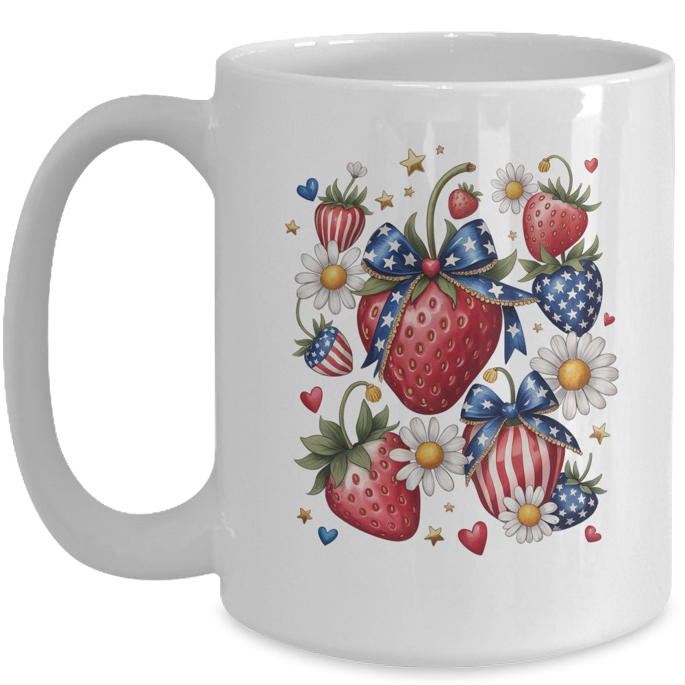 Boho 4th Of July Strawberry Patriotic Independence Day Mug | siriusteestore