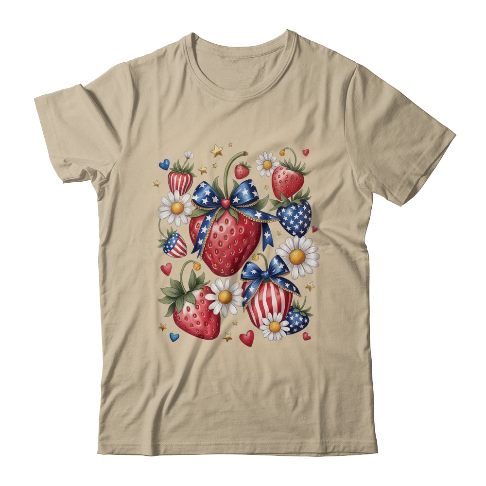 Boho 4th Of July Strawberry Patriotic Independence Day Shirt & Tank Top | siriusteestore