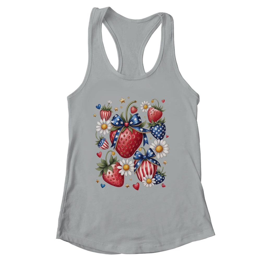 Boho 4th Of July Strawberry Patriotic Independence Day Shirt & Tank Top | siriusteestore
