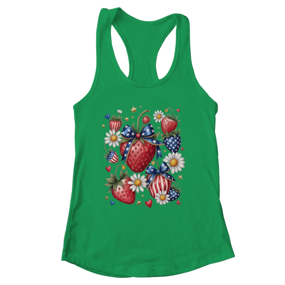 Boho 4th Of July Strawberry Patriotic Independence Day Shirt & Tank Top | siriusteestore