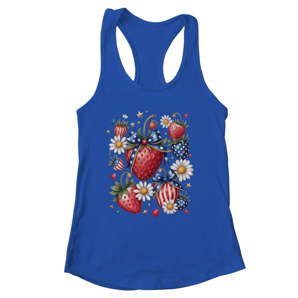Boho 4th Of July Strawberry Patriotic Independence Day Shirt & Tank Top | siriusteestore