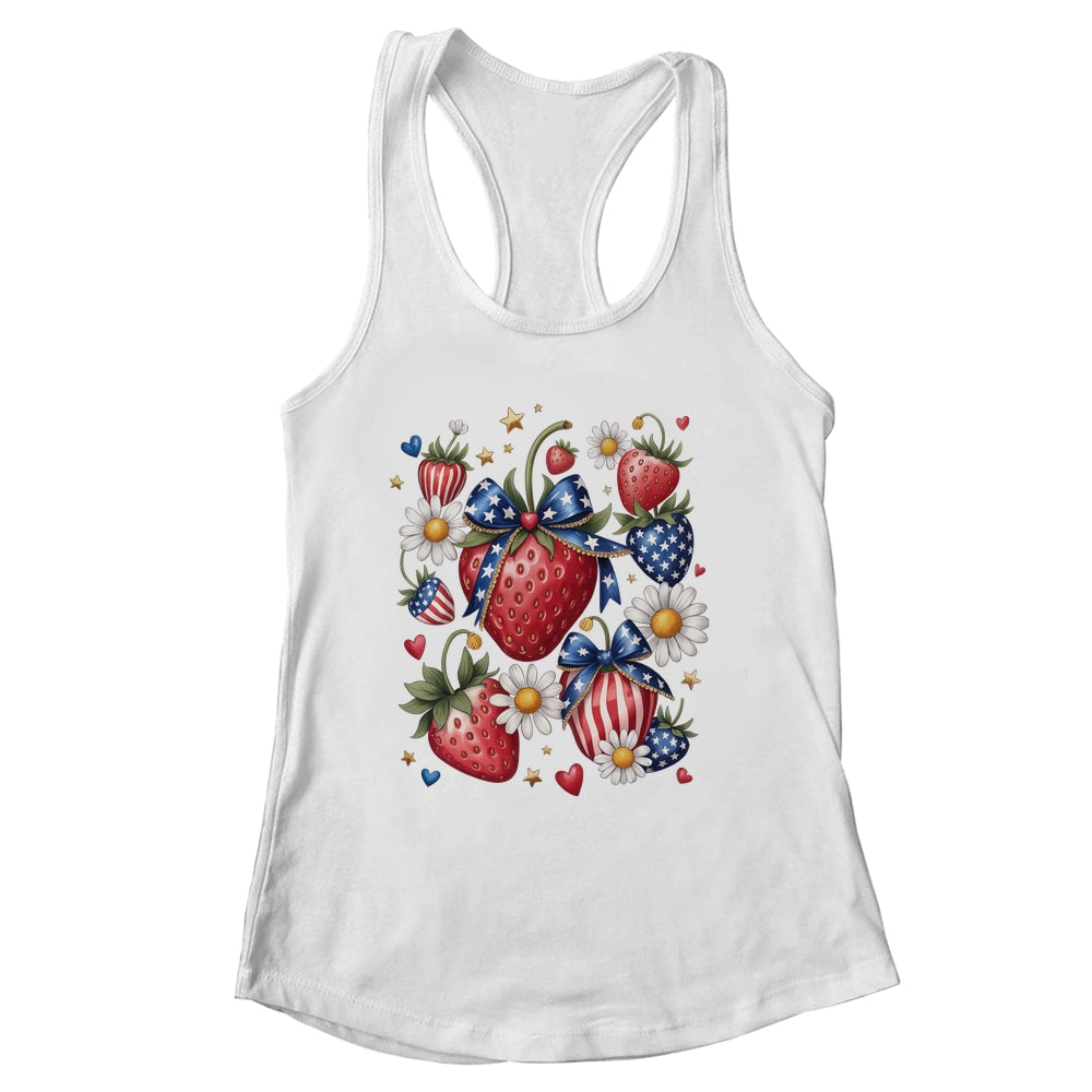 Boho 4th Of July Strawberry Patriotic Independence Day Shirt & Tank Top | siriusteestore