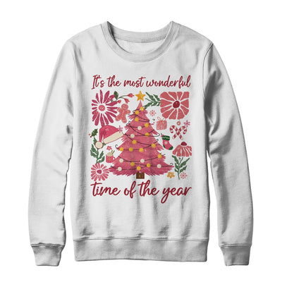 Boho Floral Christmas Tree Pink Christmas Xmas Girls Women Shirt & Sweatshirt | siriusteestore