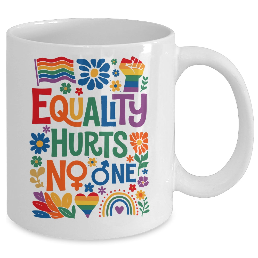 Boho Floral Equality Hurts No One Support LGBTQ Pride Month Mug | siriusteestore