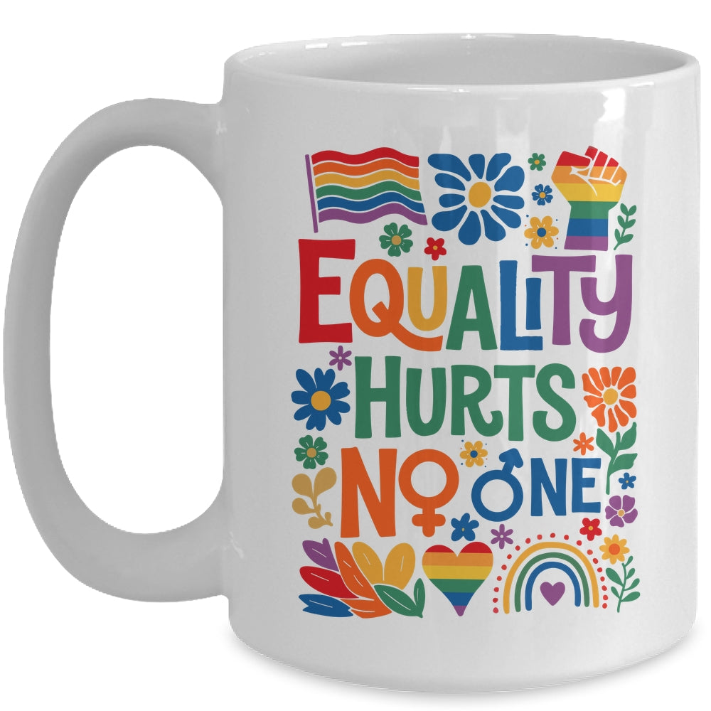 Boho Floral Equality Hurts No One Support LGBTQ Pride Month Mug | siriusteestore