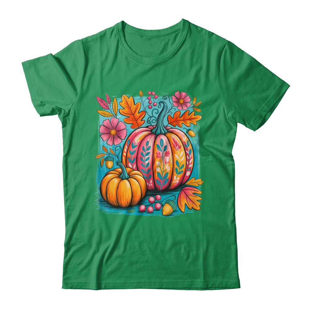 Boho Floral Fall Autumn Vibes Season Pink Pumpkin Girls Shirt & Sweatshirt | siriusteestore