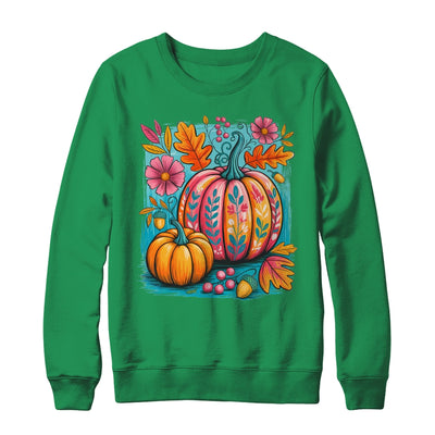 Boho Floral Fall Autumn Vibes Season Pink Pumpkin Girls Shirt & Sweatshirt | siriusteestore
