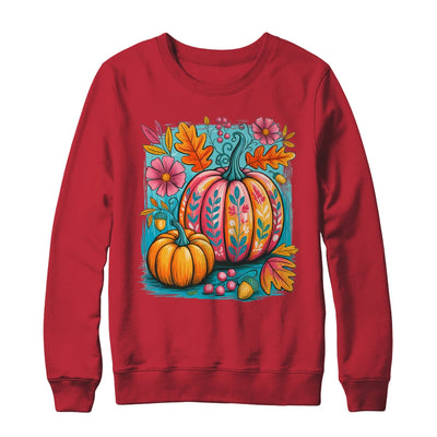 Boho Floral Fall Autumn Vibes Season Pink Pumpkin Girls Shirt & Sweatshirt | siriusteestore