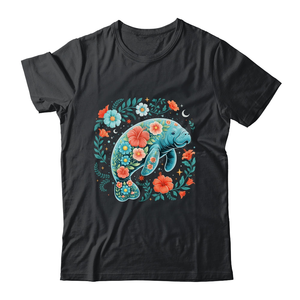 Boho Floral Manatee Summer Ocean Beach Lover Sea Animal Shirt & Tank Top | siriusteestore