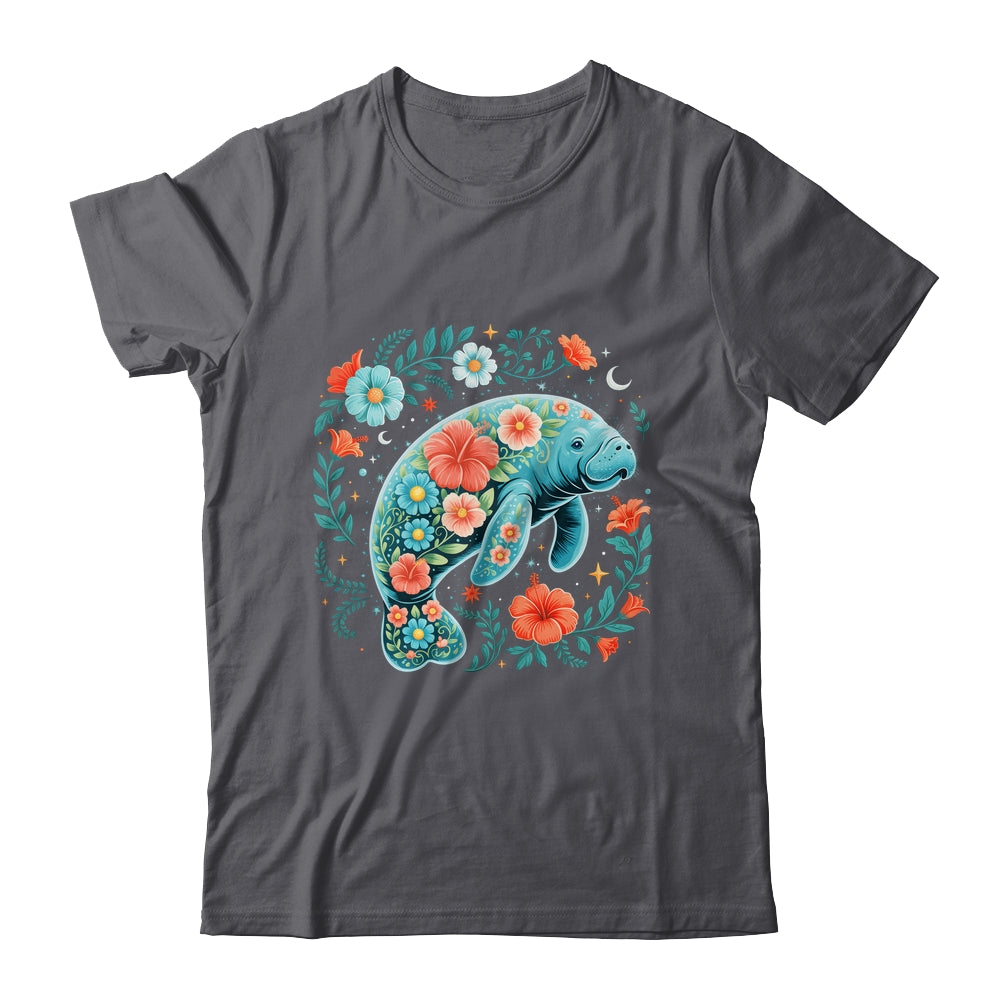 Boho Floral Manatee Summer Ocean Beach Lover Sea Animal Shirt & Tank Top | siriusteestore