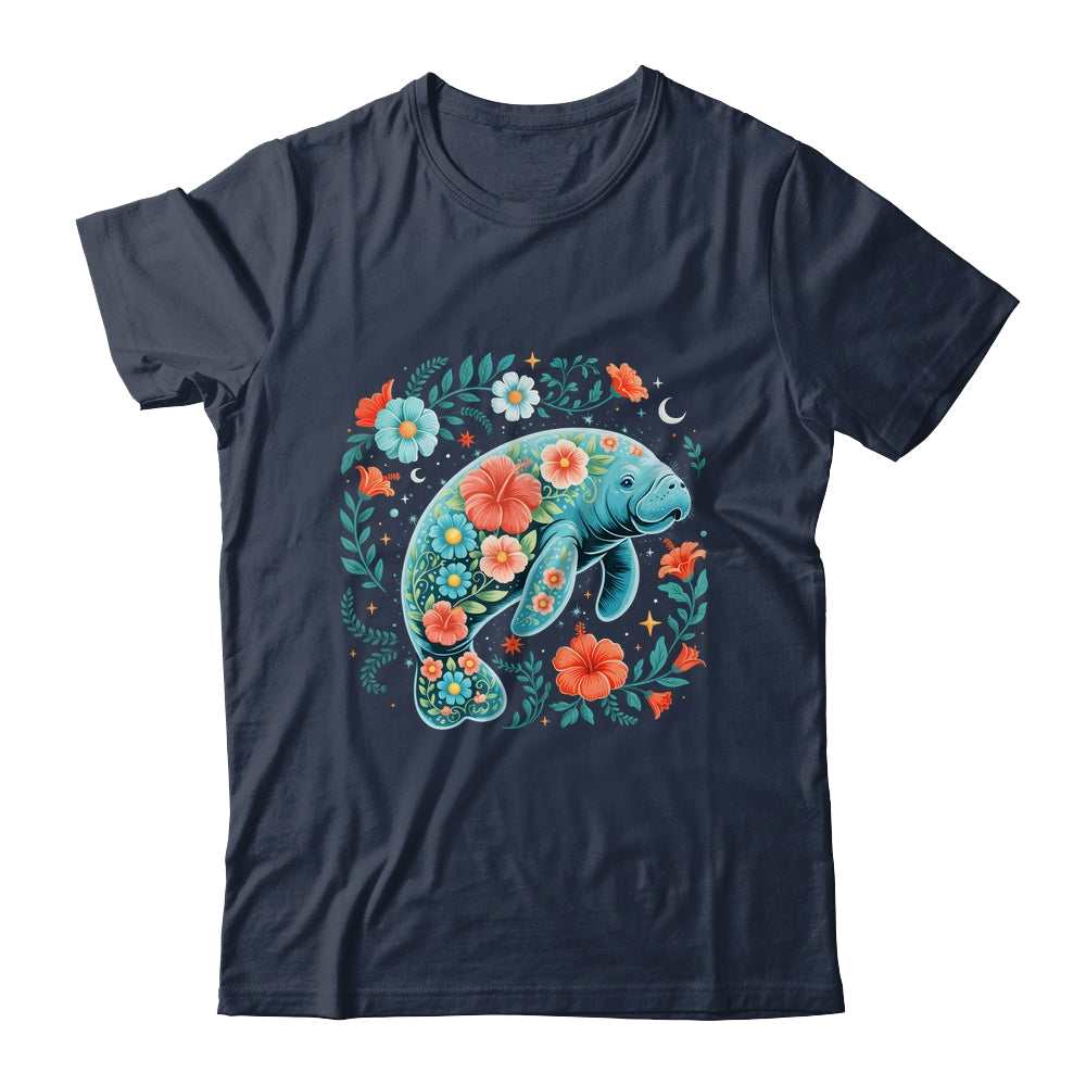 Boho Floral Manatee Summer Ocean Beach Lover Sea Animal Shirt & Tank Top | siriusteestore