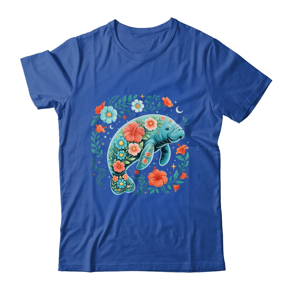 Boho Floral Manatee Summer Ocean Beach Lover Sea Animal Shirt & Tank Top | siriusteestore