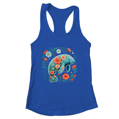 Boho Floral Manatee Summer Ocean Beach Lover Sea Animal Shirt & Tank Top | siriusteestore