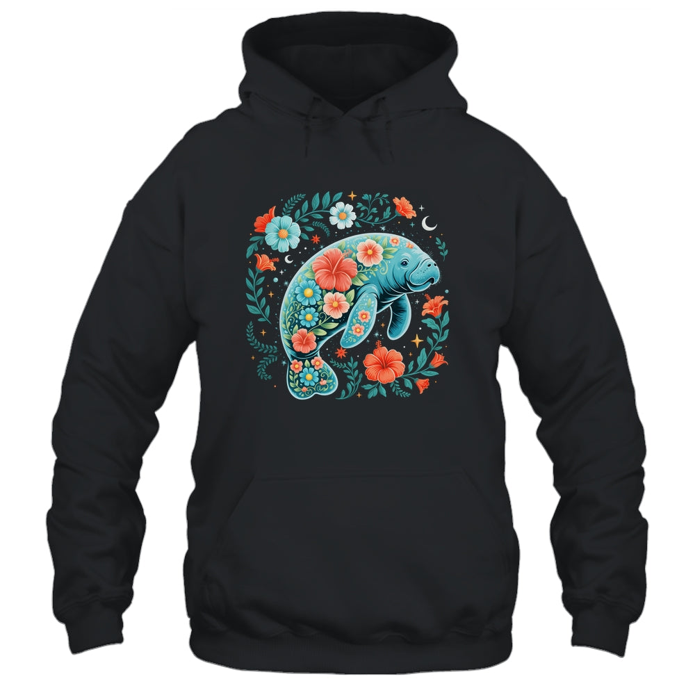 Boho Floral Manatee Summer Ocean Beach Lover Sea Animal Shirt & Tank Top | siriusteestore