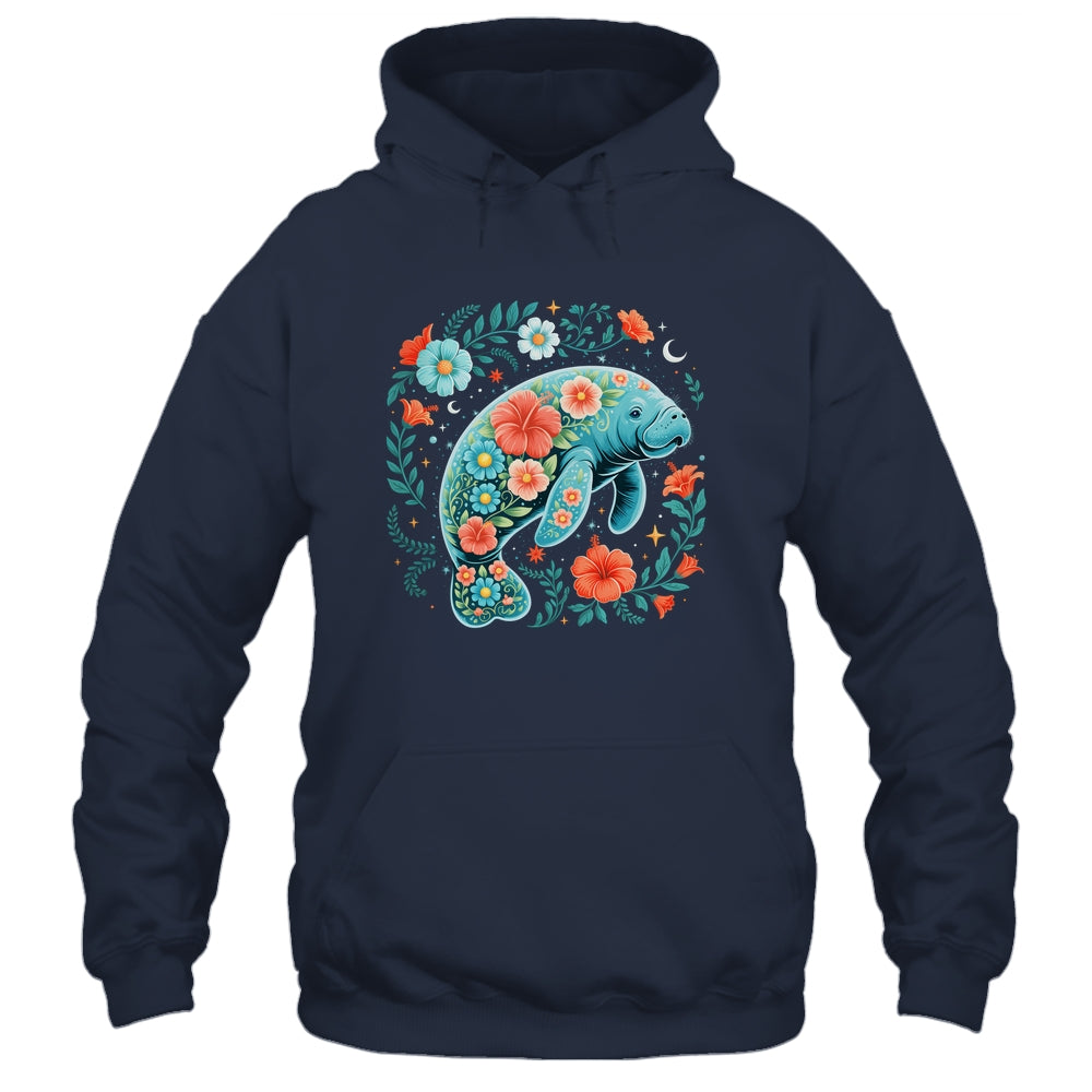 Boho Floral Manatee Summer Ocean Beach Lover Sea Animal Shirt & Tank Top | siriusteestore