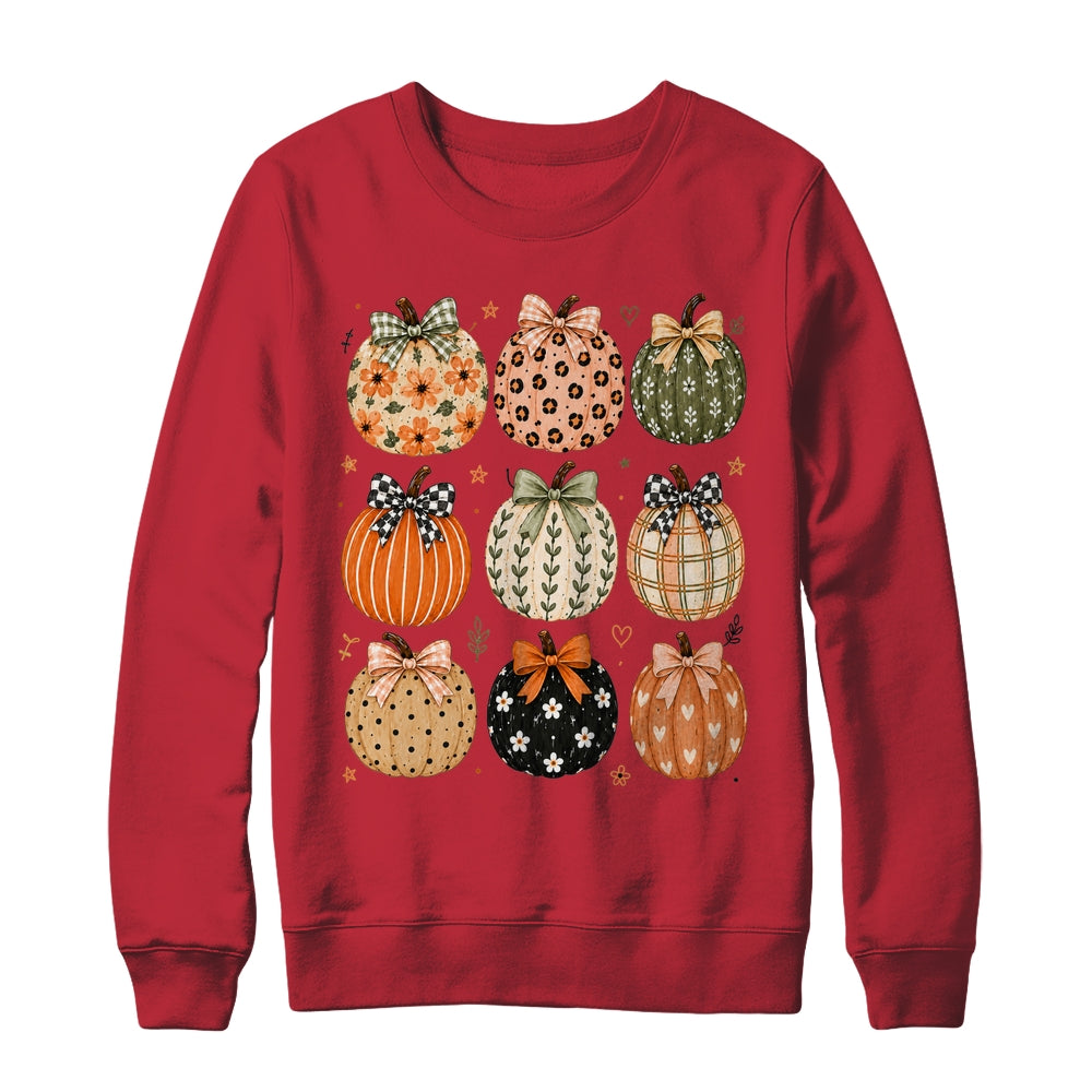 Boho Pumpkin Preppy Fall Cute Coquette Autumn Thanksgiving Shirt & Sweatshirt | siriusteestore