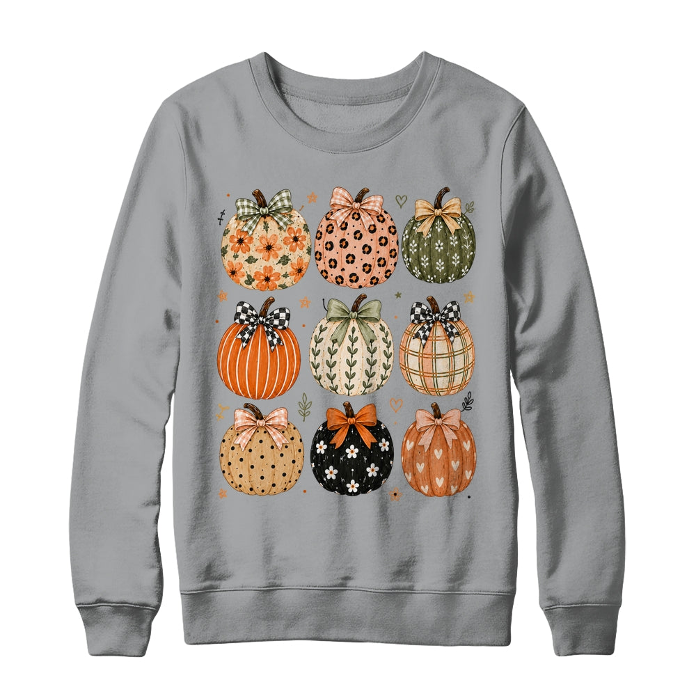 Boho Pumpkin Preppy Fall Cute Coquette Autumn Thanksgiving Shirt & Sweatshirt | siriusteestore