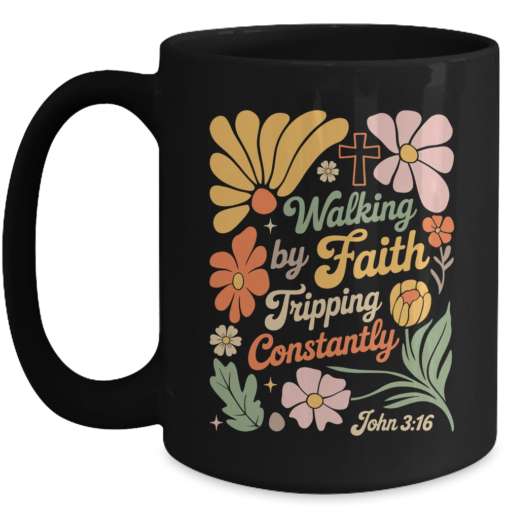 Boho Retro Christian Walking By Faith Tripping Constantly Mug | siriusteestore