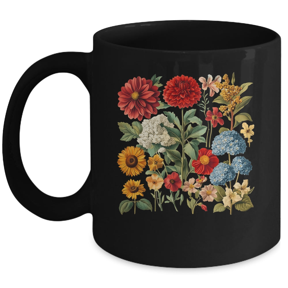 Boho Wildflowers Graphic Cottagecore Plant Vintage Floral Mug | siriusteestore