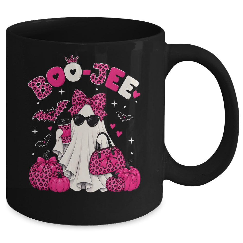 Boo-Jee Cute Ghost Halloween Leopard Bow Spooky Season Mug | siriusteestore