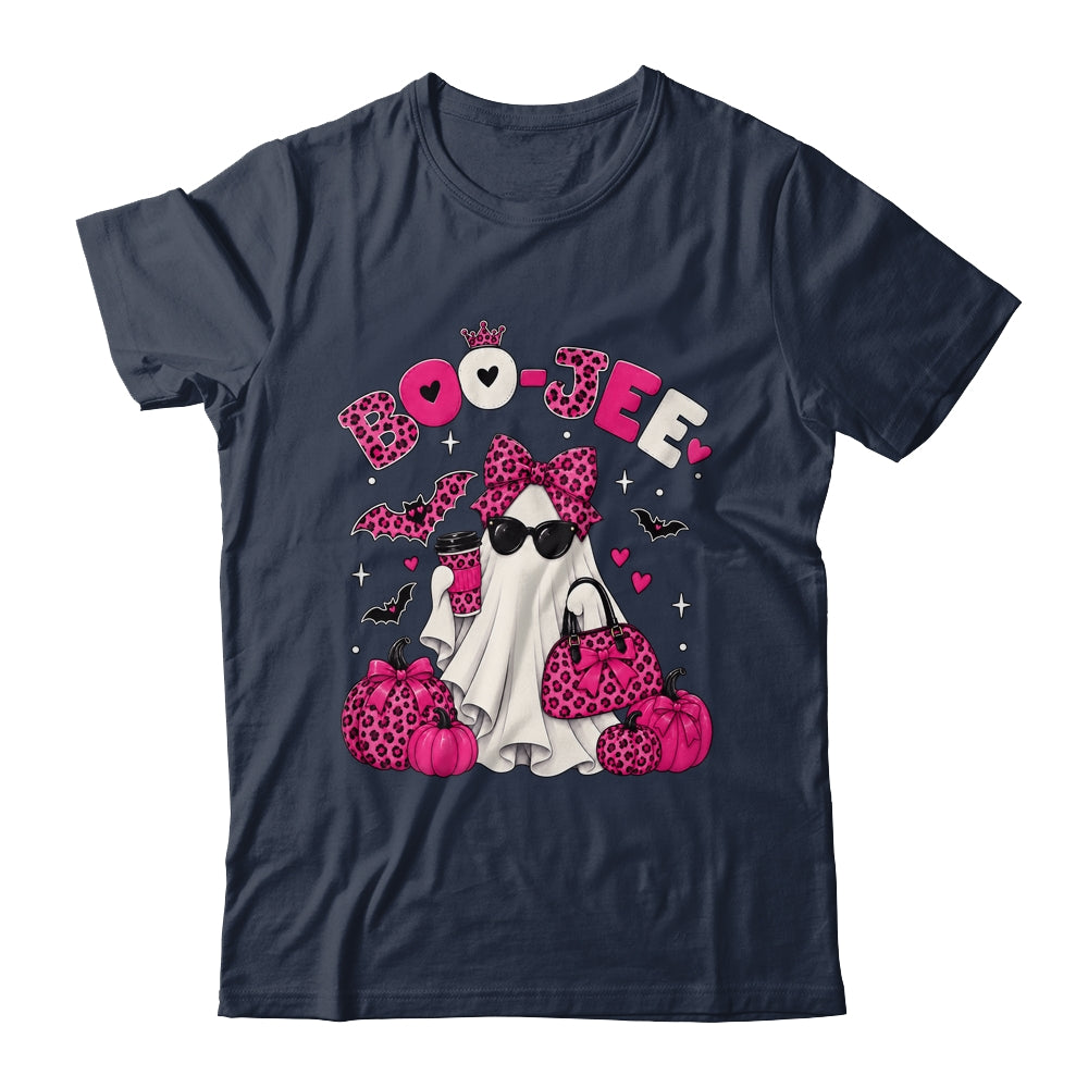 Boo-Jee Cute Ghost Halloween Leopard Bow Spooky Season Shirt & Sweatshirt | siriusteestore