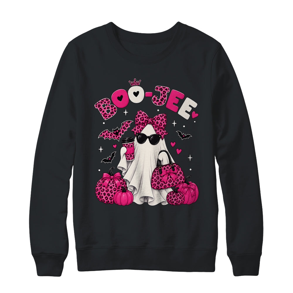 Boo-Jee Cute Ghost Halloween Leopard Bow Spooky Season Shirt & Sweatshirt | siriusteestore