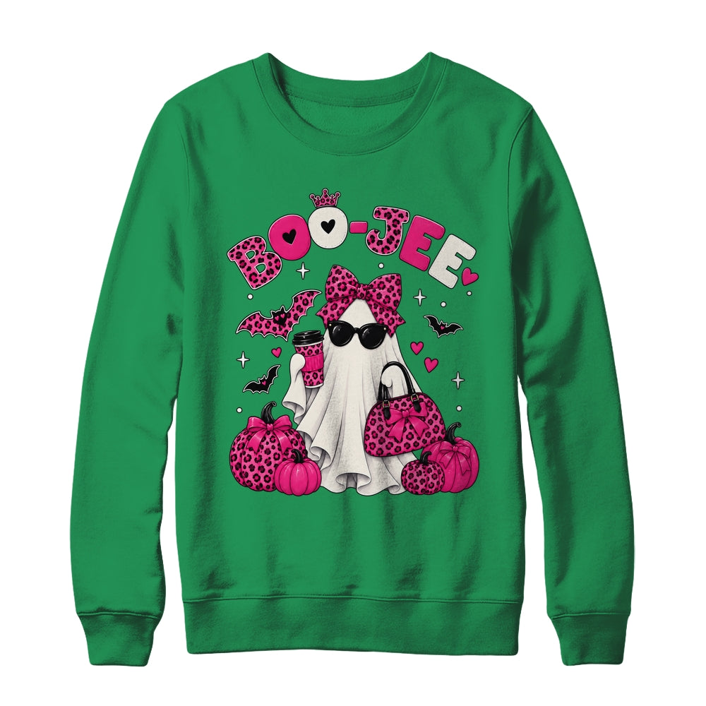 Boo-Jee Cute Ghost Halloween Leopard Bow Spooky Season Shirt & Sweatshirt | siriusteestore