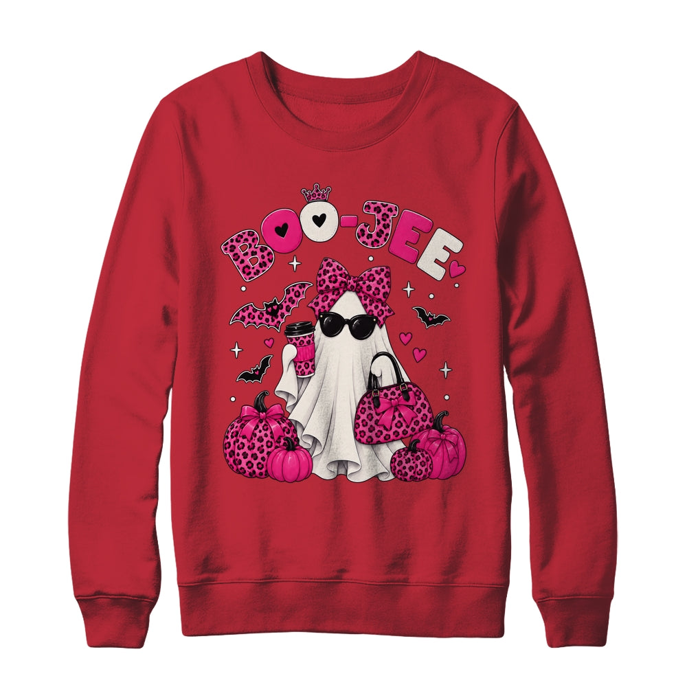Boo-Jee Cute Ghost Halloween Leopard Bow Spooky Season Shirt & Sweatshirt | siriusteestore