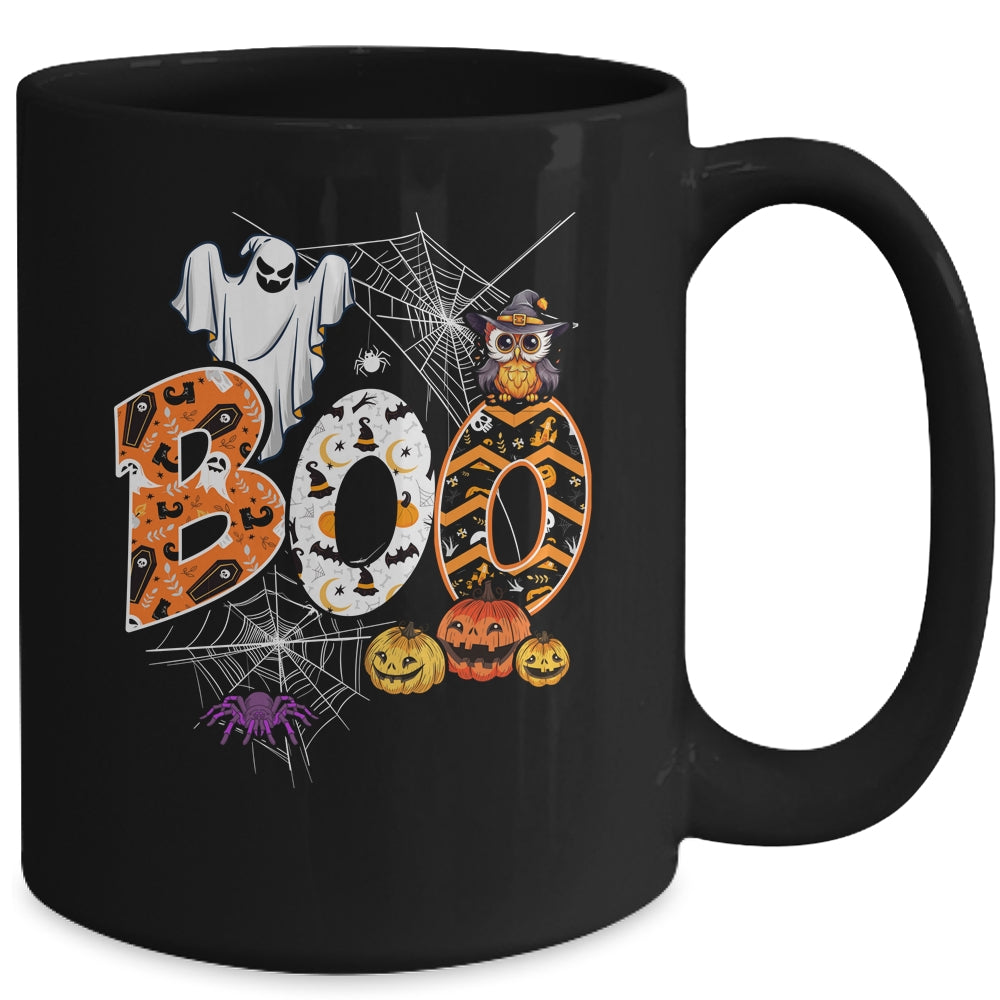 Boo Creepy Owl Pumpkin Ghost Funny Halloween Costume Mug | siriusteestore
