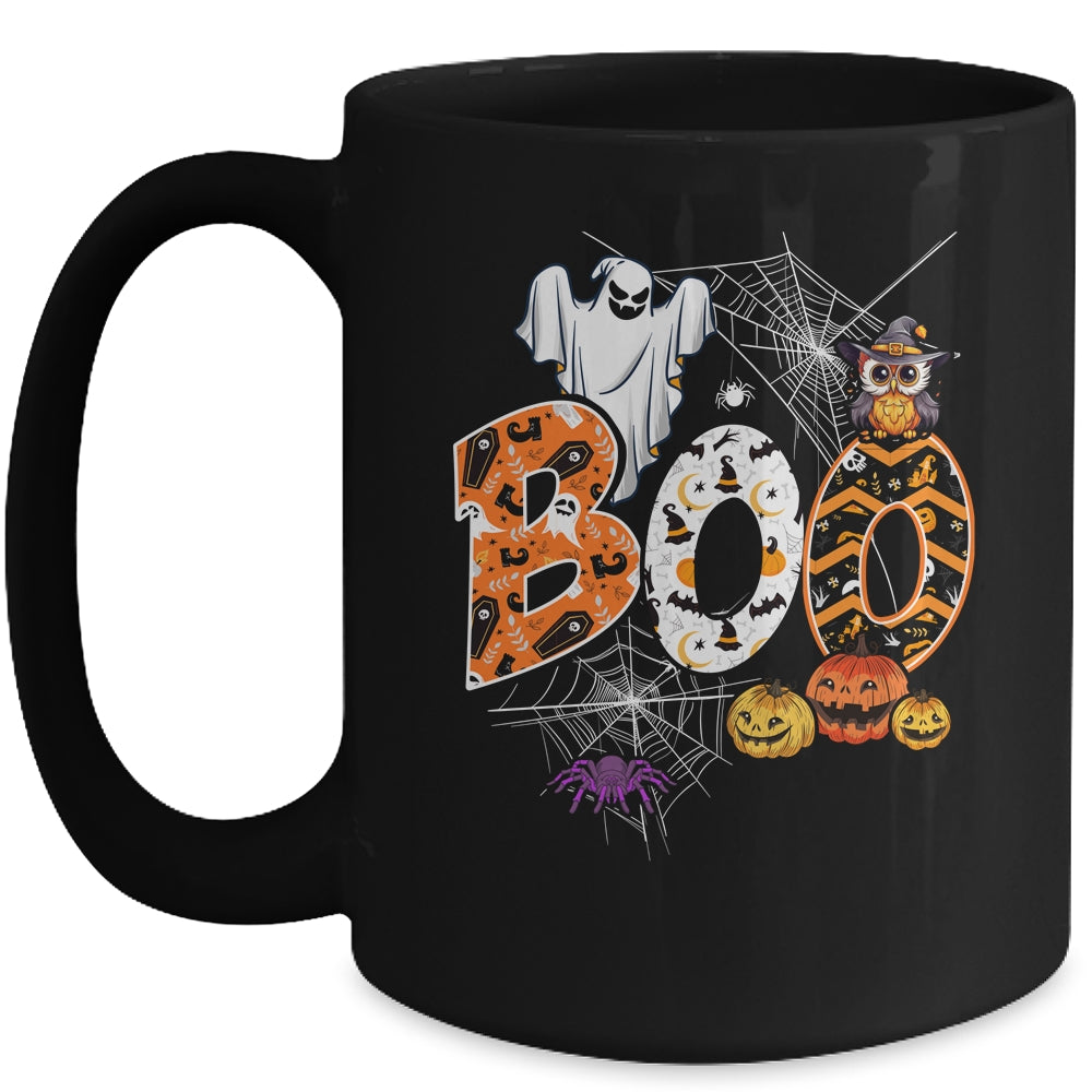 Boo Creepy Owl Pumpkin Ghost Funny Halloween Costume Mug | siriusteestore