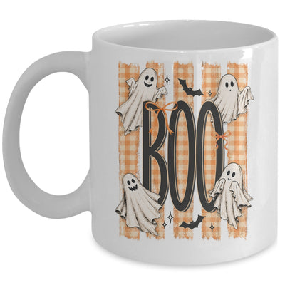Boo Spooky Striped Halloween Ghost Coquette Halloween Fall Mug | siriusteestore