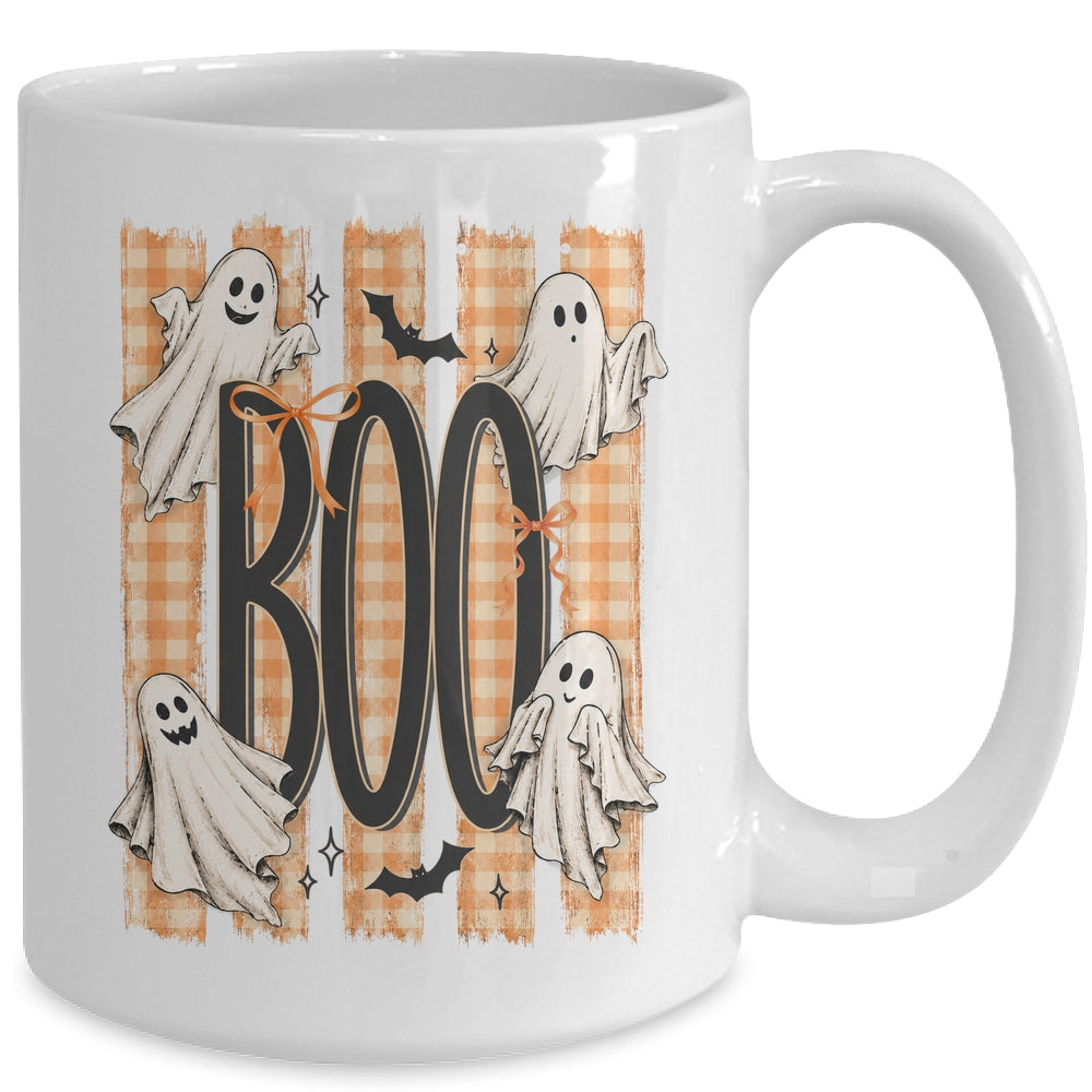 Boo Spooky Striped Halloween Ghost Coquette Halloween Fall Mug | siriusteestore
