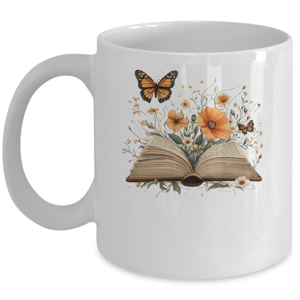 Book Lover Women Wildflowers Cottagecore Flowers Book Mug | siriusteestore