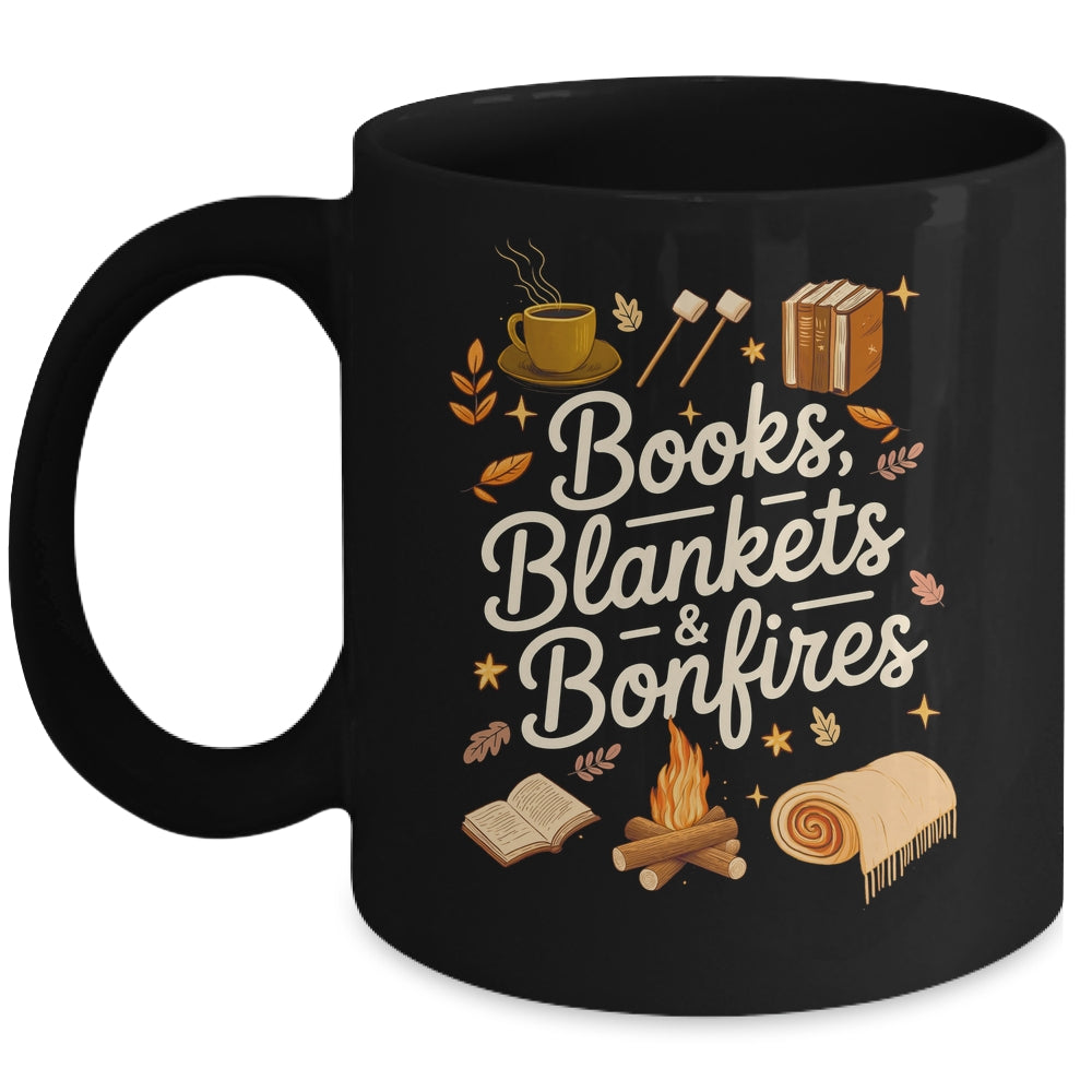Books Blankets And Bonfires Cozy Fall Autumn Book Lover Mug | siriusteestore