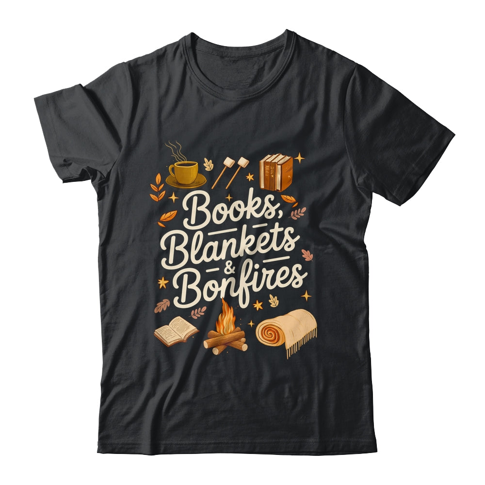 Books Blankets And Bonfires Cozy Fall Autumn Book Lover Shirt & Sweatshirt | siriusteestore